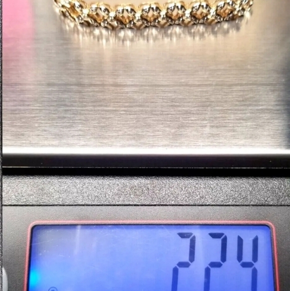 Sterling Silver Yellow Gold  Genuine Diamond X Link Tennis Bracelet (22.4 Grams) - Picture 6 of 6